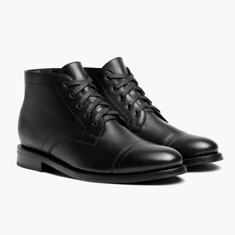 Cadet Svart Leather Boots för Herr