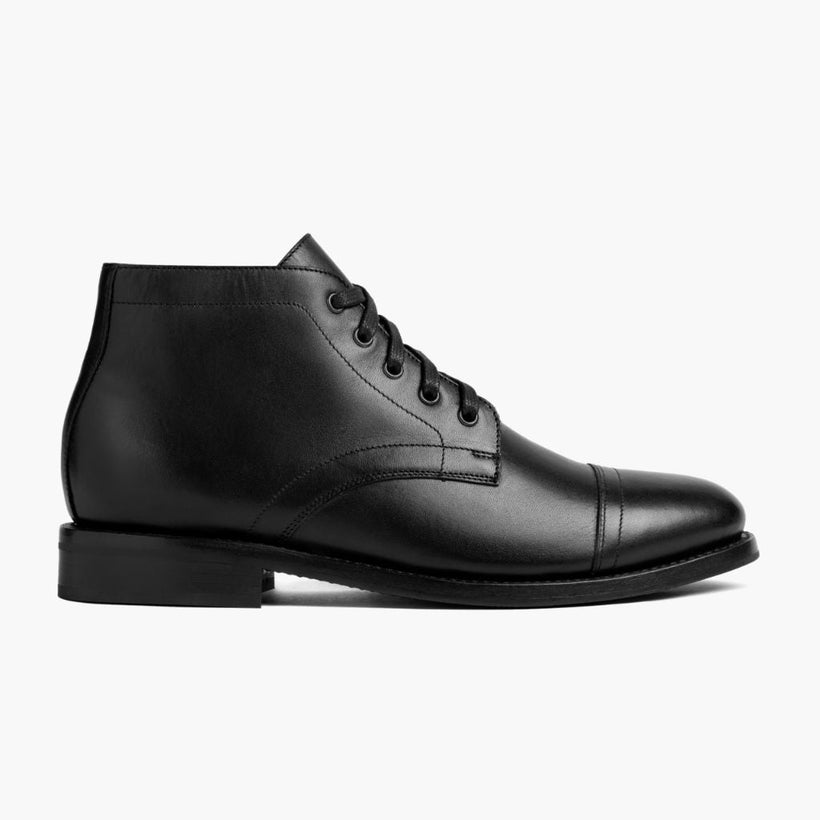 Cadet Svart Leather Boots för Herr