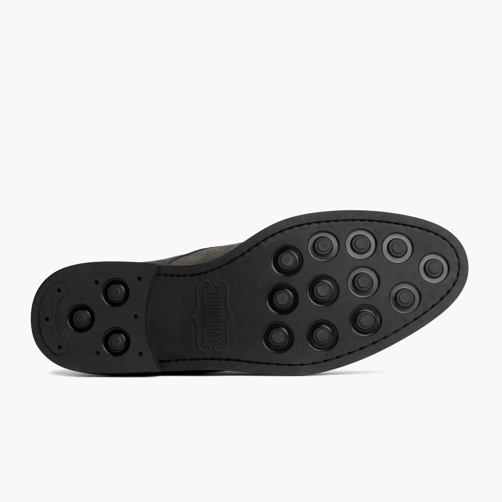High-Traction Rubber Outsole & Lug Tread Pattern on Cadet Shadow Grey Läderkängor för Herr