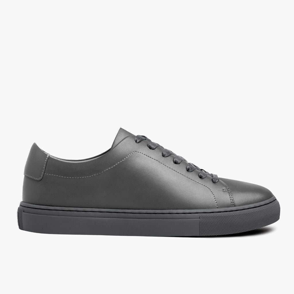 Grey Full-Grain leather Sneakers - Ritsrandsydd Goodyear-konstruktion och tåhätta