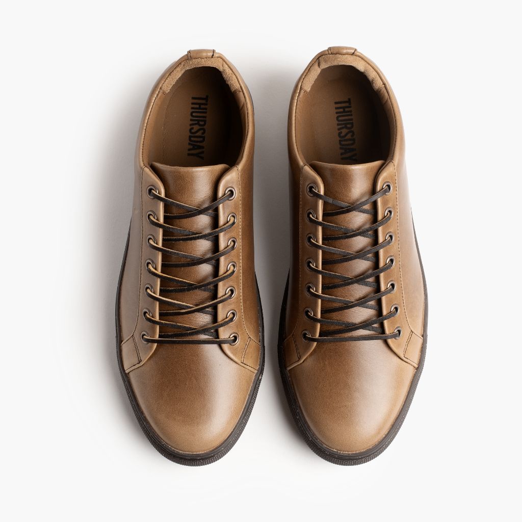 Premier Low Top Natural Lädersneakers för Herr For Men - Förstärkt hälkappa och precisa dubbla sömmar