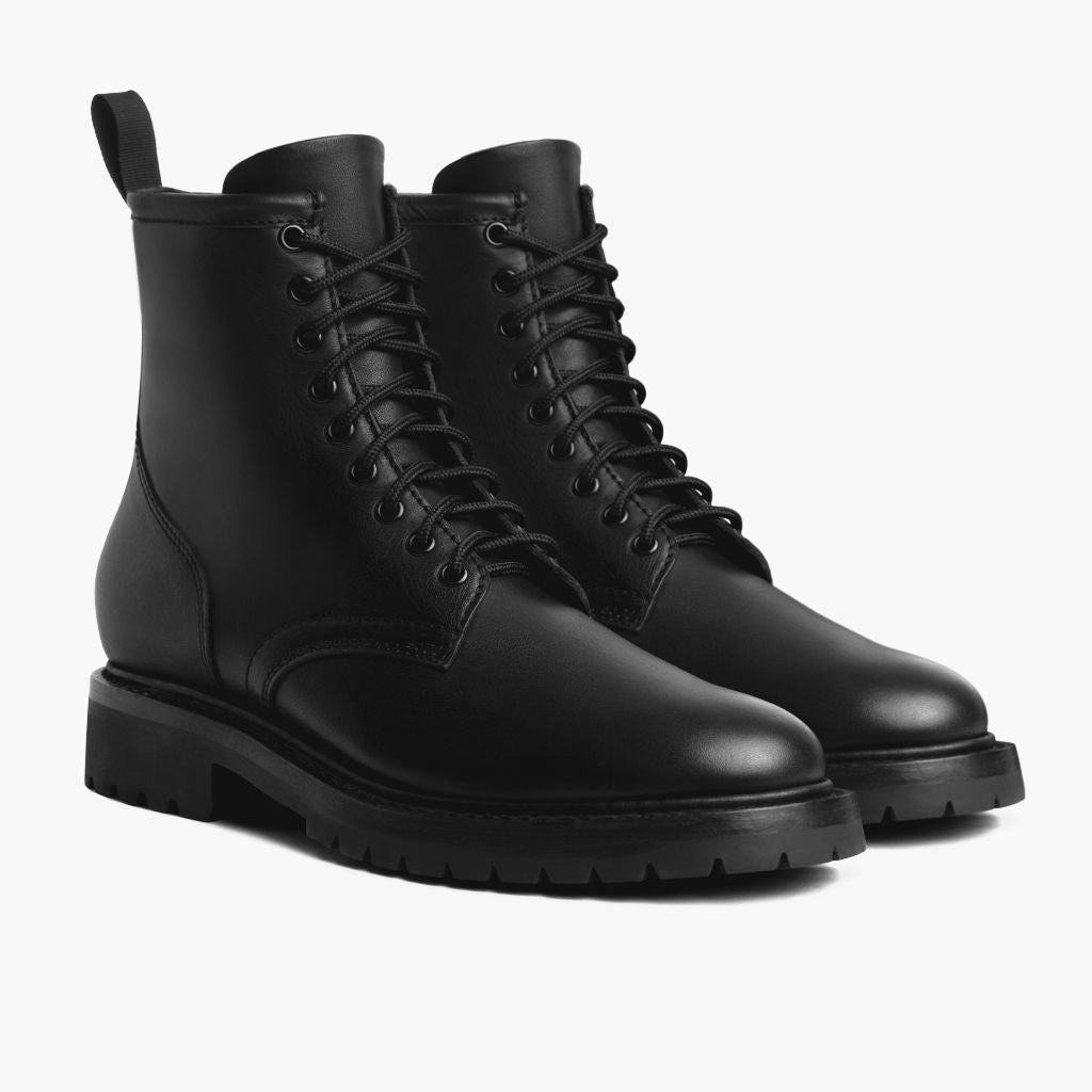 Stomper Svart (No Zipper) Läderkängor för Herr For Men - Förstärkt hälkappa och precisa dubbla sömmar