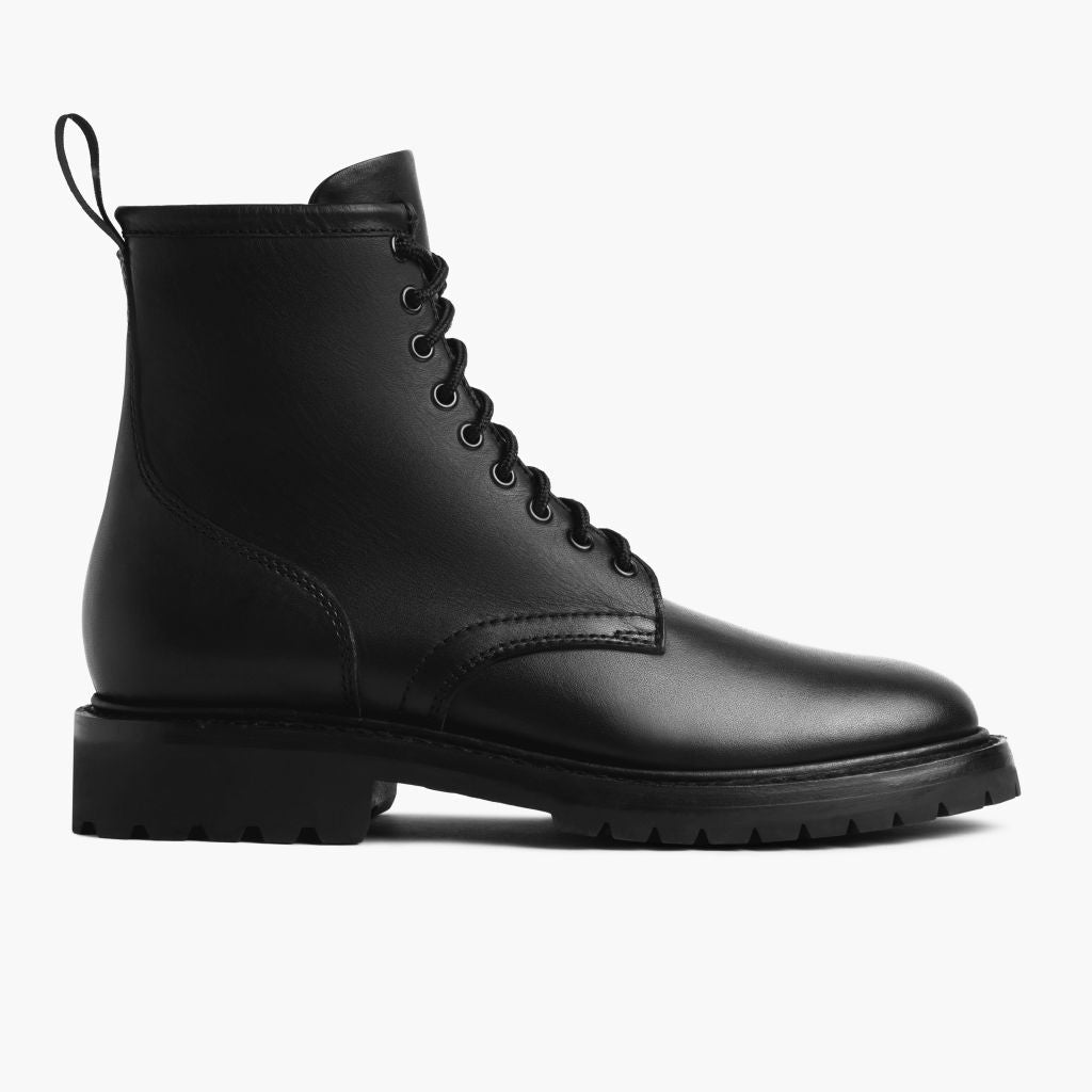 Black Full-Grain leather Boots - Ritsrandsydd Goodyear-konstruktion och tåhätta