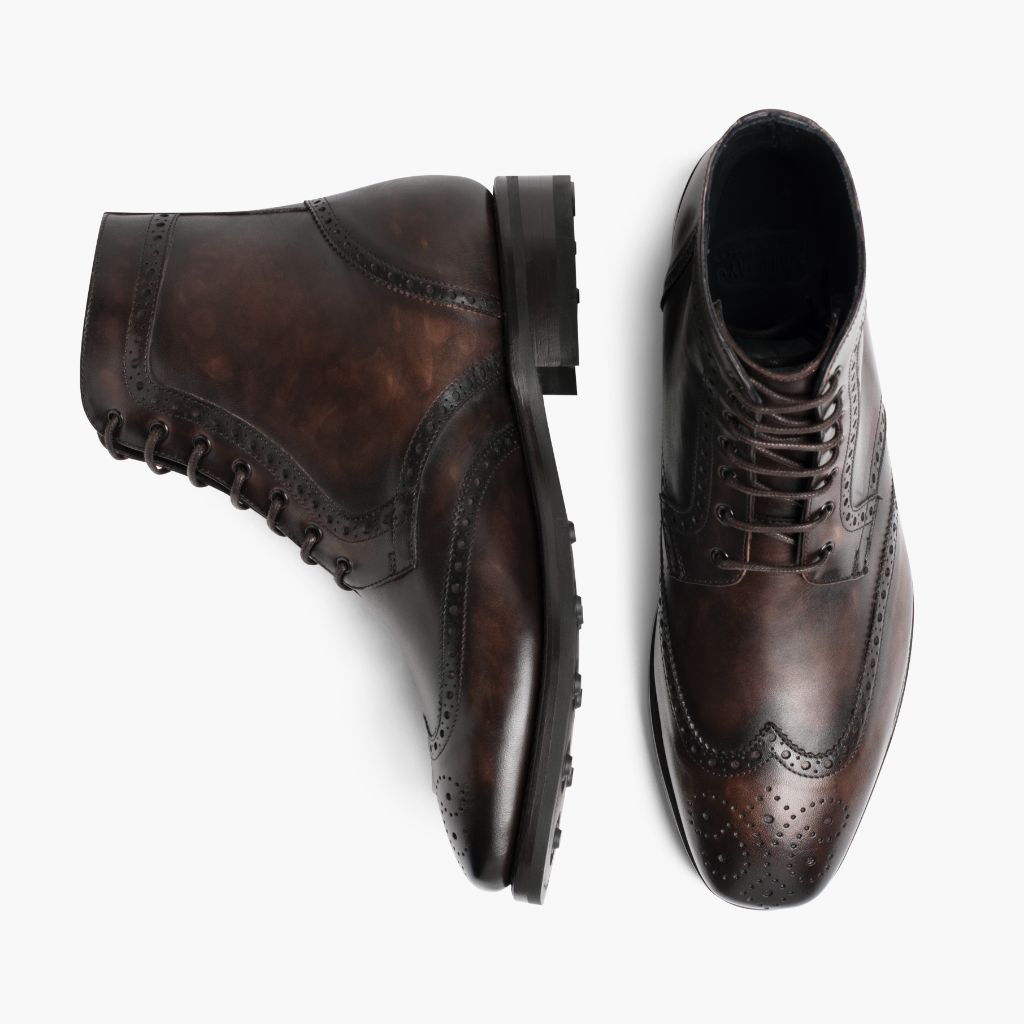 Wingtip Dark Oak Läderkängor för Herr For Men - Förstärkt hälkappa och precisa dubbla sömmar