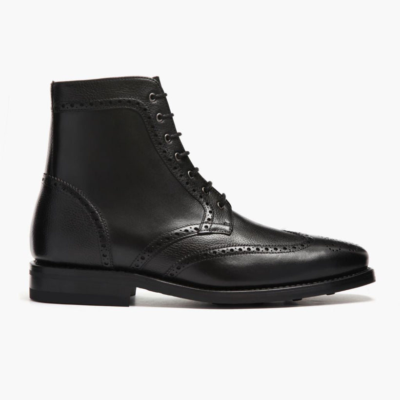 Wingtip Svart Leather Boots för Herr