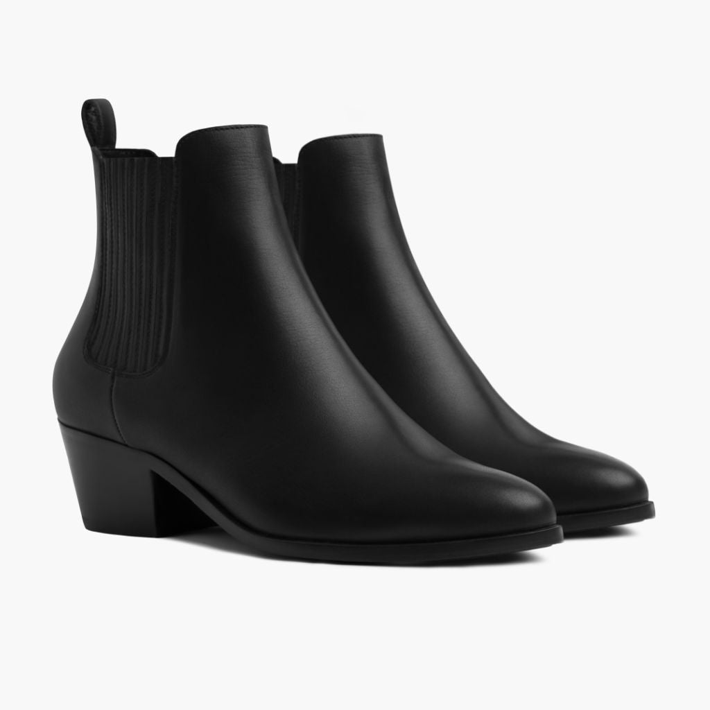 Black Full-Grain leather Boots - Ritsrandsydd Goodyear-konstruktion och tåhätta