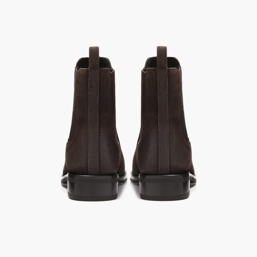 High-Traction Rubber Outsole & Lug Tread Pattern on Duchess Dark Brun Suede Läderkängor för Dam