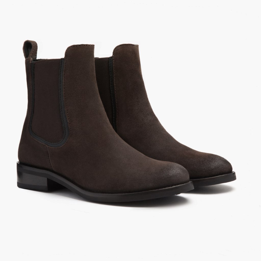 Dark Brown Goatskin Suede Leather Boots - Ritsrandsydd Goodyear-konstruktion och tåhätta