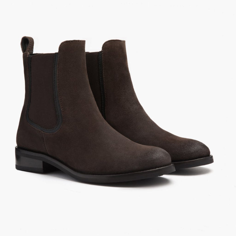Duchess Dark Brun Suede Leather Boots för Dam