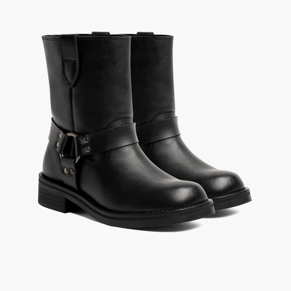 Black Full-Grain leather Boots - Ritsrandsydd Goodyear-konstruktion och tåhätta