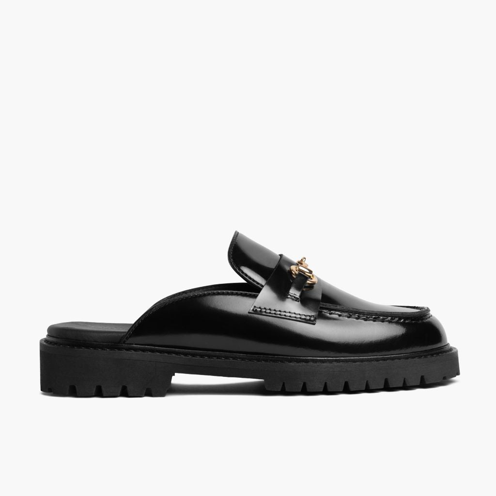 Black Full-Grain leather Loafers - Ritsrandsydd Goodyear-konstruktion och tåhätta