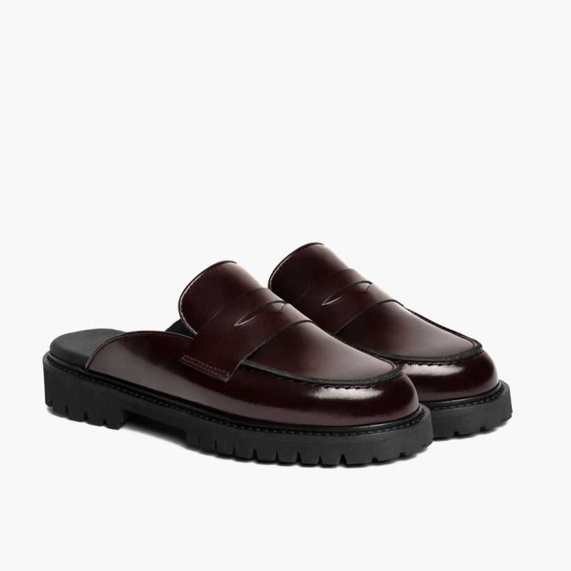 Penny Mule Burgundy Leather Boots för Dam