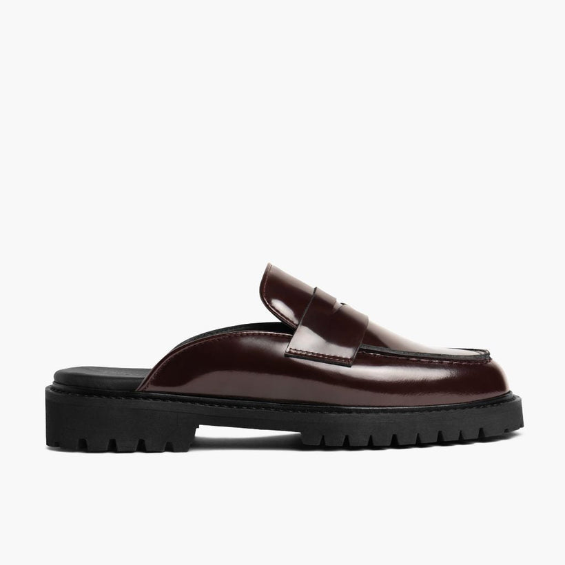 Penny Mule Burgundy Leather Boots för Dam