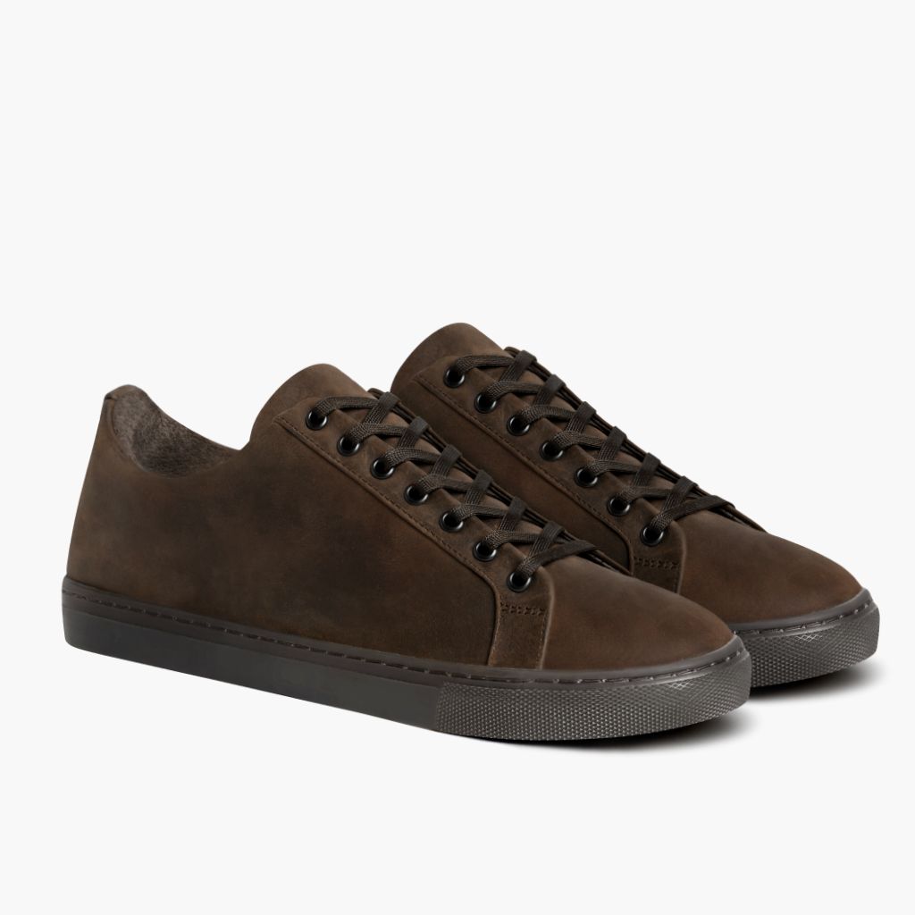 Premier Low Top Tobacco Lädersneakers för Dam in Classic Full-Grain Leather - Sidovy | Handla online