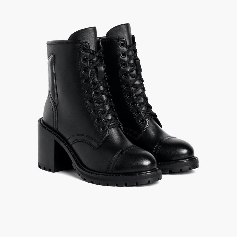 Rebel Svart Leather Boots för Dam