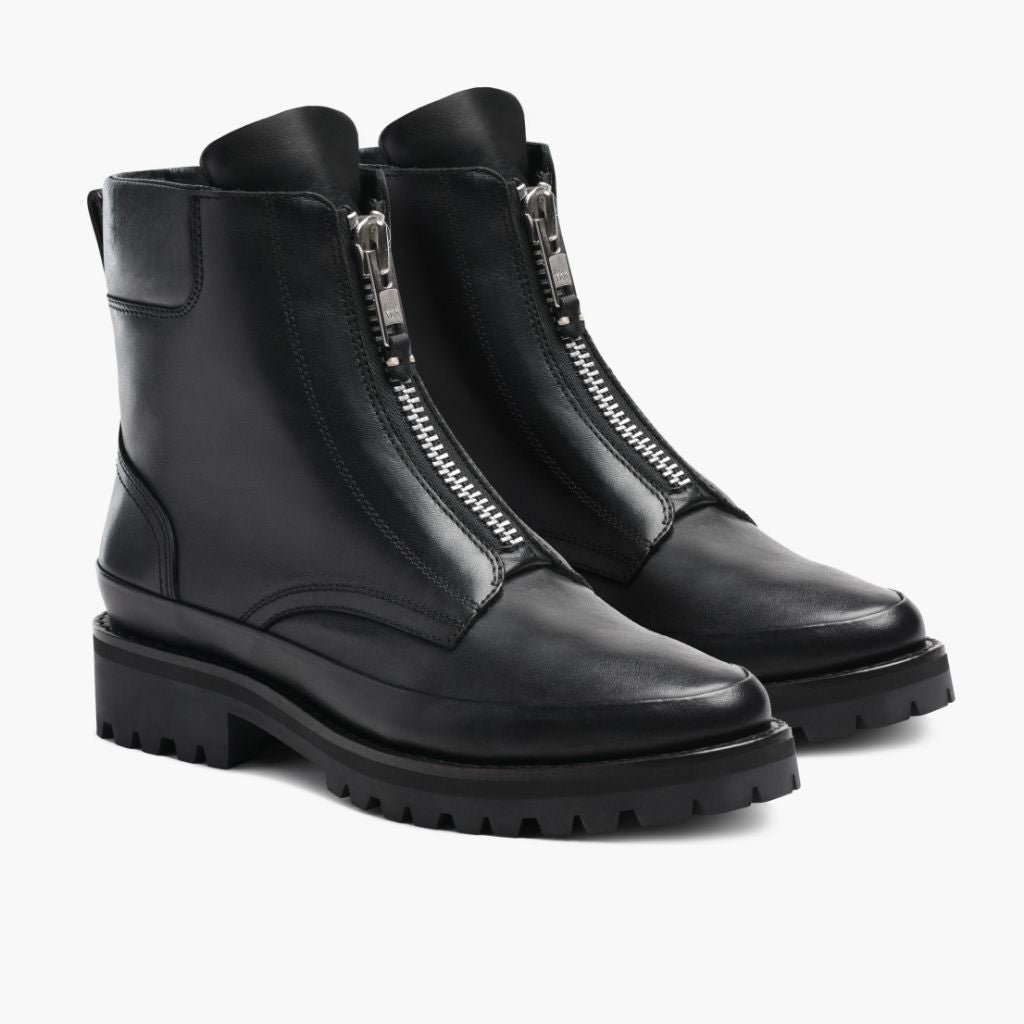 Black Full-Grain leather Boots - Ritsrandsydd Goodyear-konstruktion och tåhätta