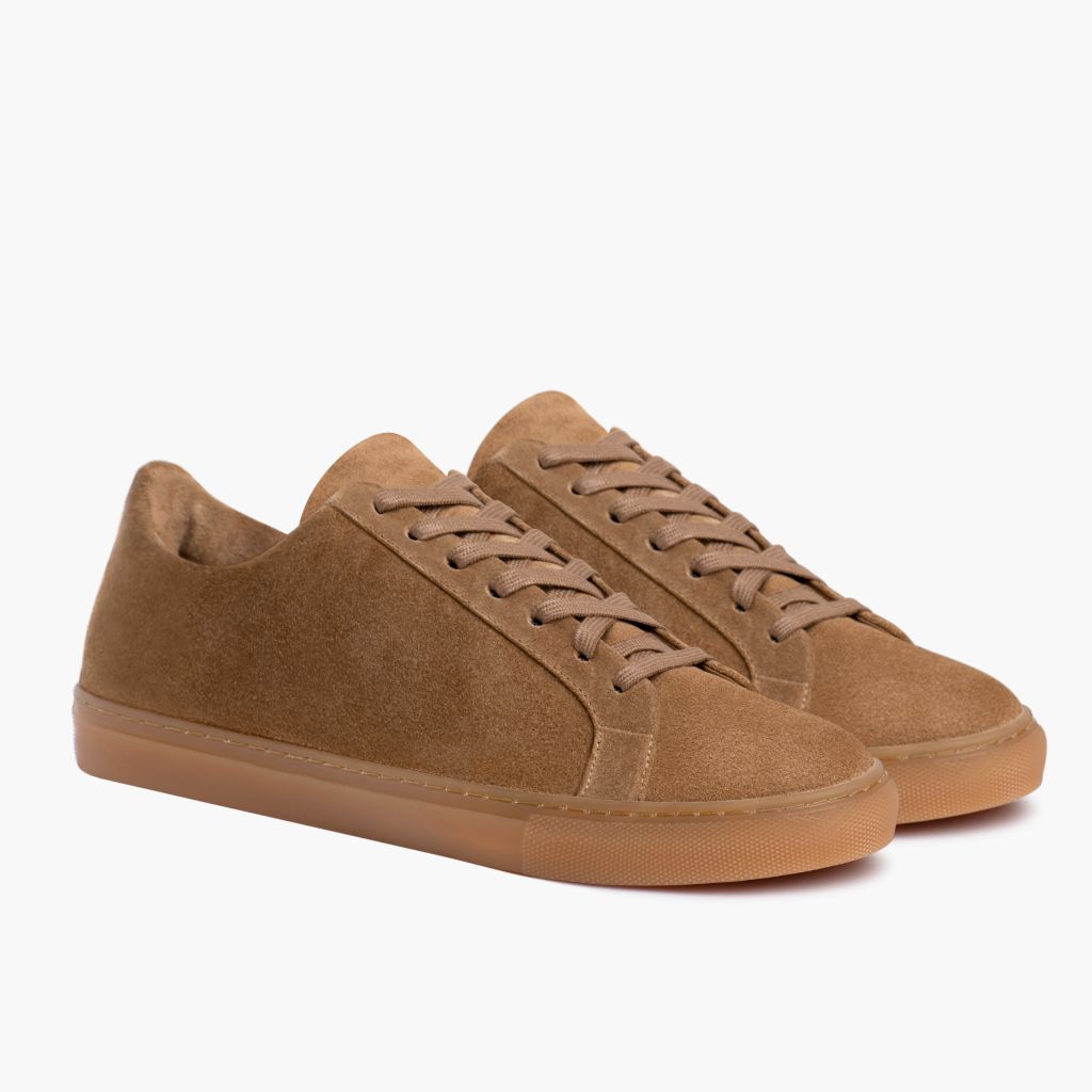Premier Low Top Camel Lädersneakers för Dam in Camel Full-Grain Leather - Sidovy | Handla online