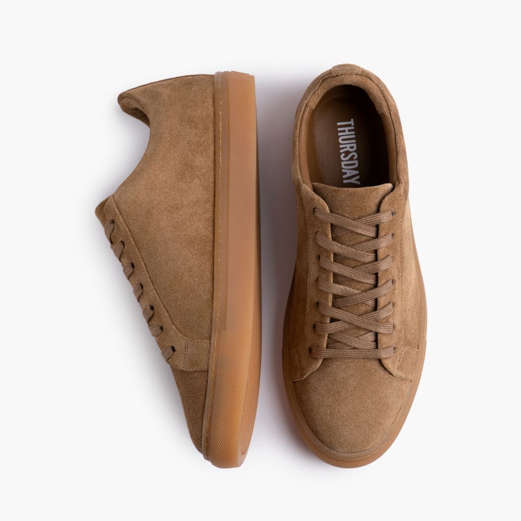Premier Low Top Camel Lädersneakers för Dam - Förstärkt hälkappa och precisa dubbla sömmar