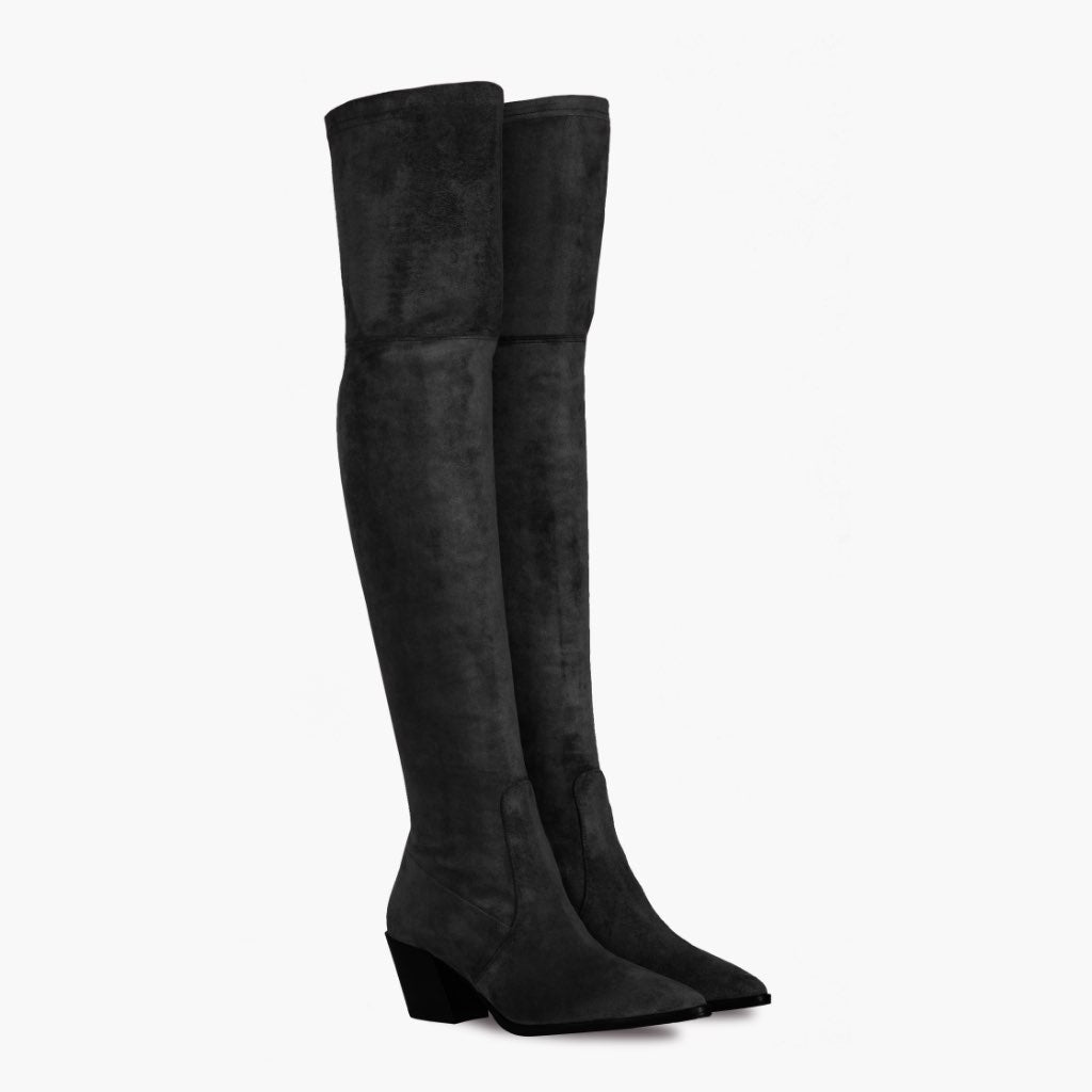 Black Full-Grain leather Boots - Ritsrandsydd Goodyear-konstruktion och tåhätta