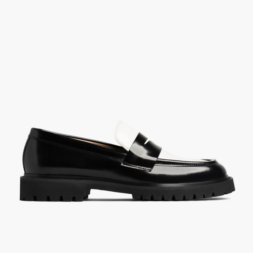 Penny Svart & White Leather Loafers för Dam
