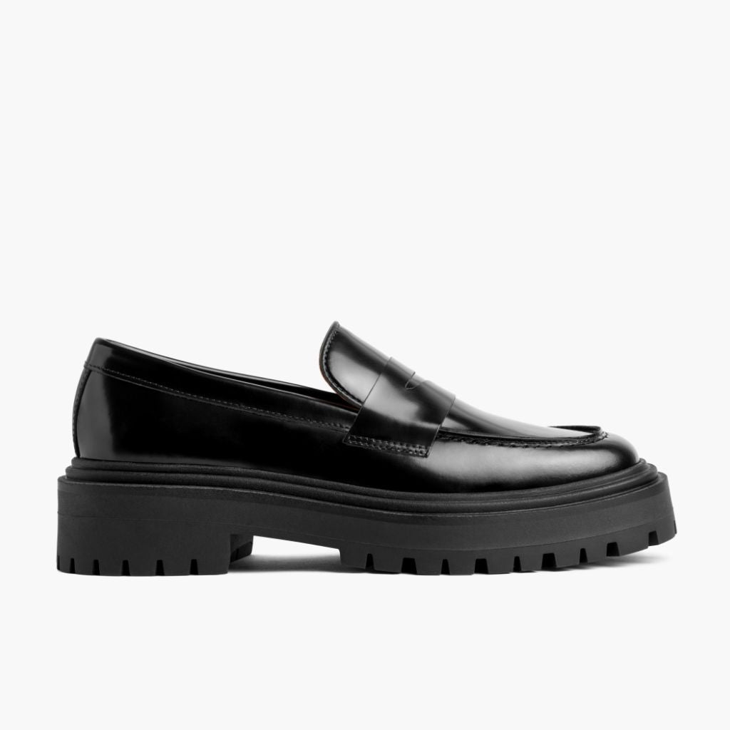 Black Full-Grain leather Loafers - Ritsrandsydd Goodyear-konstruktion och tåhätta
