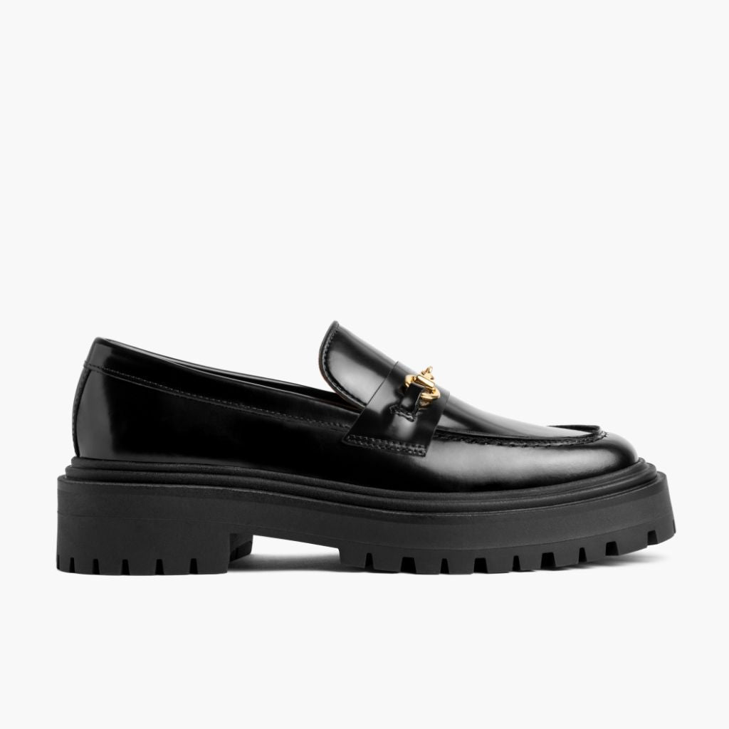 Black Full-Grain leather Loafers - Ritsrandsydd Goodyear-konstruktion och tåhätta