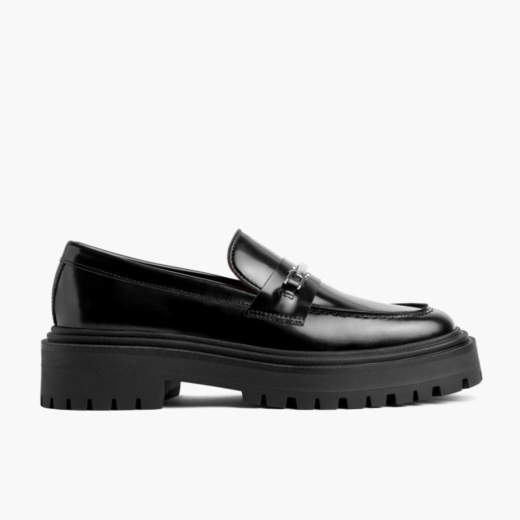 Black Full-Grain leather Loafers - Ritsrandsydd Goodyear-konstruktion och tåhätta