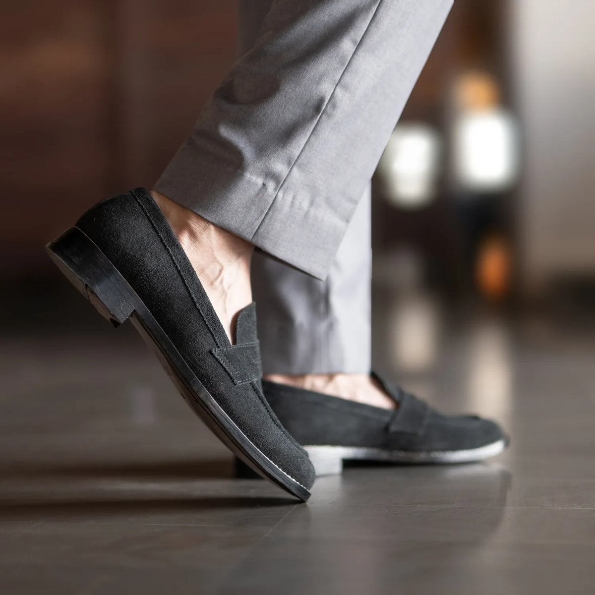 Orlaven Baxton Svart Suede Läderloafers för Herr footwear image 10