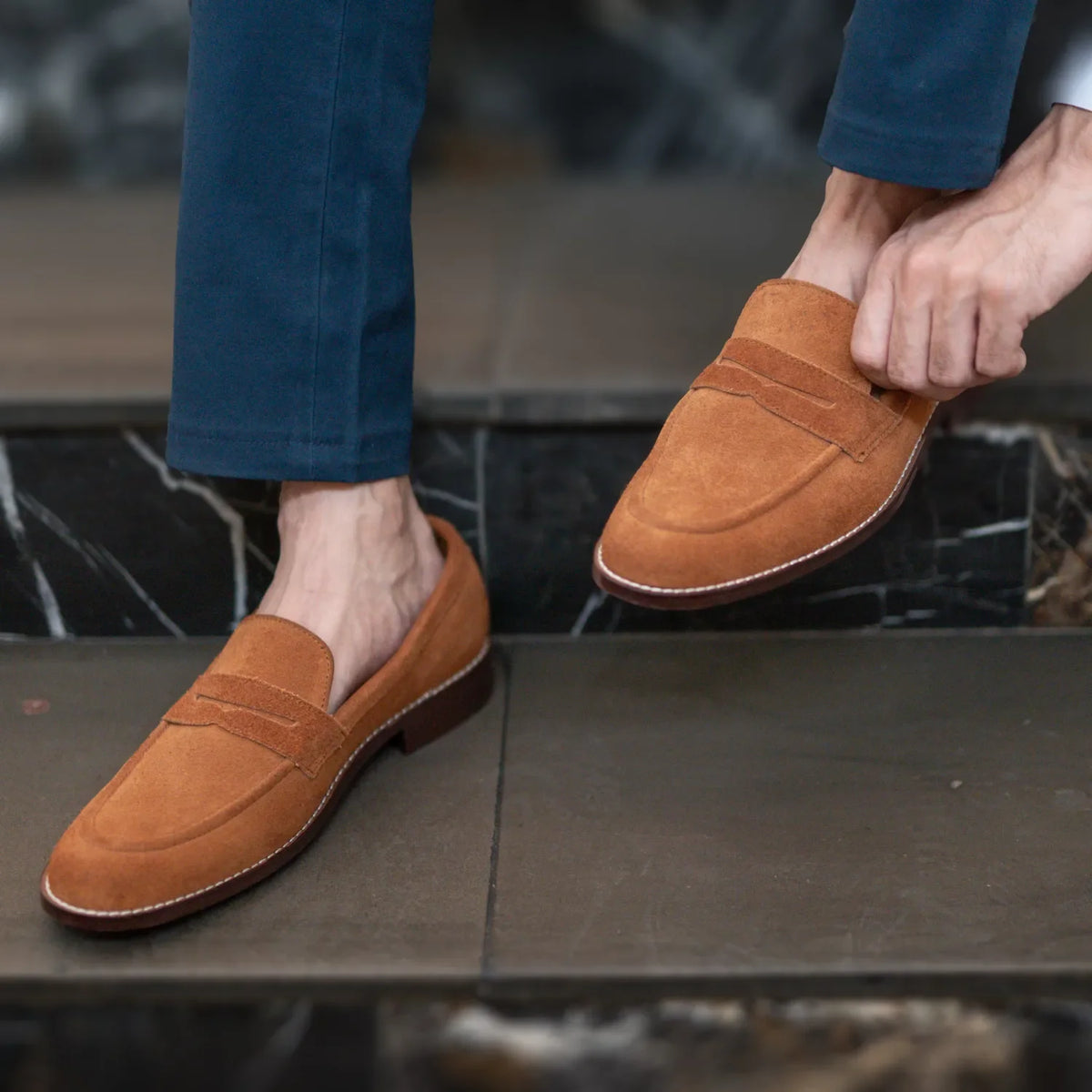 Orlaven Baxton Brun Suede Läderloafers för Herr footwear image 10