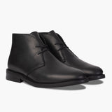 Scout Black Leather Boots For Men in Black Full-Grain Leather - Lateral Side Profile View | Buy Online