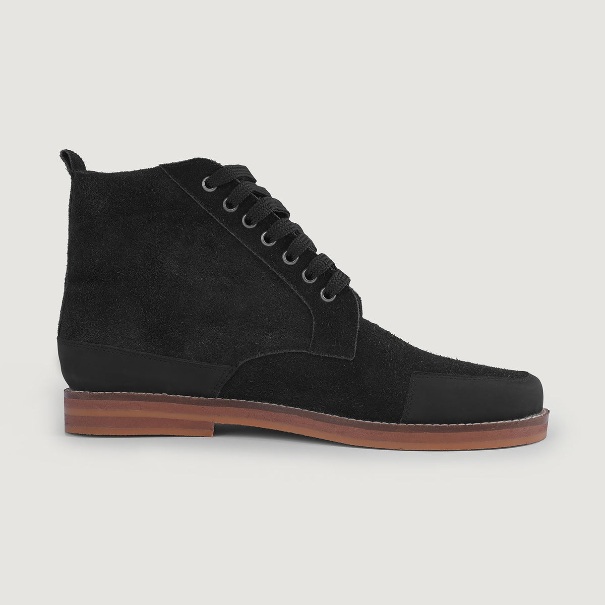 Distressed Black Goatskin Suede Leather Boots - Ritsrandsydd Goodyear-konstruktion och tåhätta