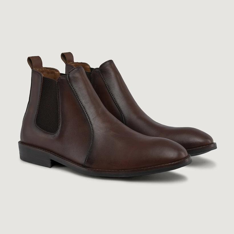 Clarkson Chelsea Brun Burnished Leather Boots - StudGuard för Herr