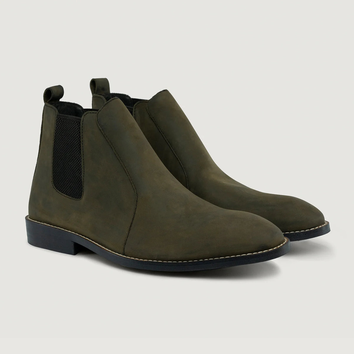 Clarkson Chelsea Olive Pullup Läderkängor - StudGuard för Herr in Olive Full-Grain Leather - Sidovy | Handla online