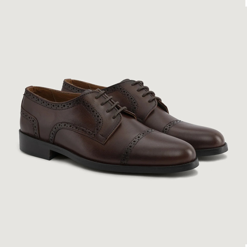 Dirk Brogues Derby Brun Leather Shoes - StudGuard för Herr