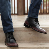 Orlaven Duster Brogues Derby Maroon Black Leather Boots - StudGuard footwear image 9