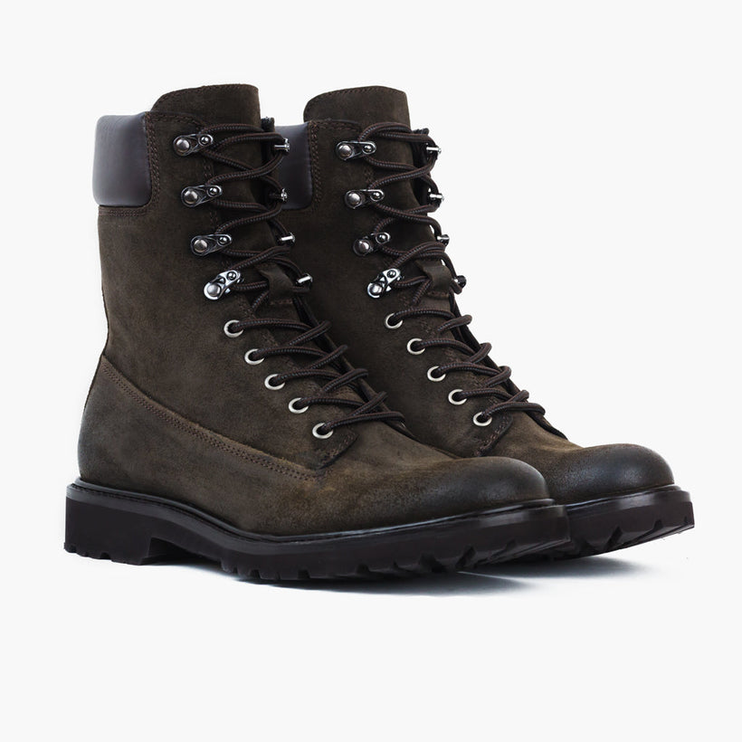 Explorer Dark Olive Suede Leather Boots för Herr