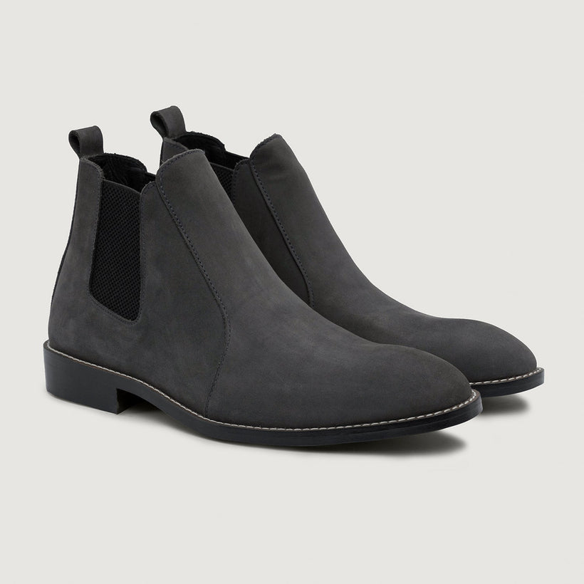 Clarkson Chelsea Grey Nubuck Leather Boots - StudGuard för Herr
