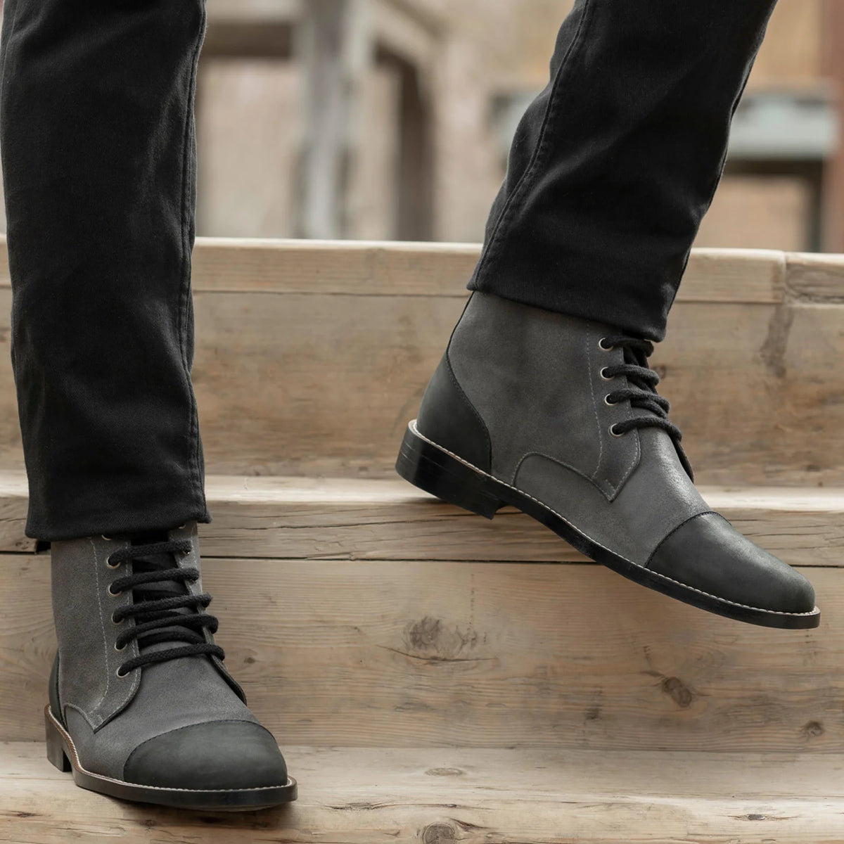 Orlaven Knight Derby Grey & Svart Läderkängor - StudGuard för Herr footwear image 9