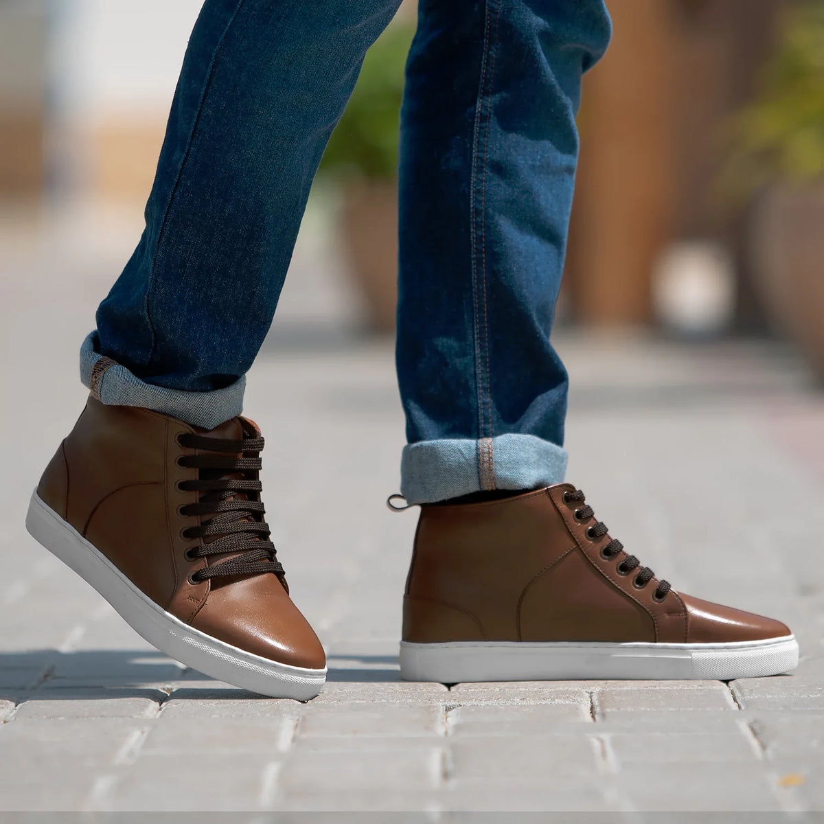 Orlaven Marty High Top Ljusbrun Lädersneakers för Herr footwear image 9