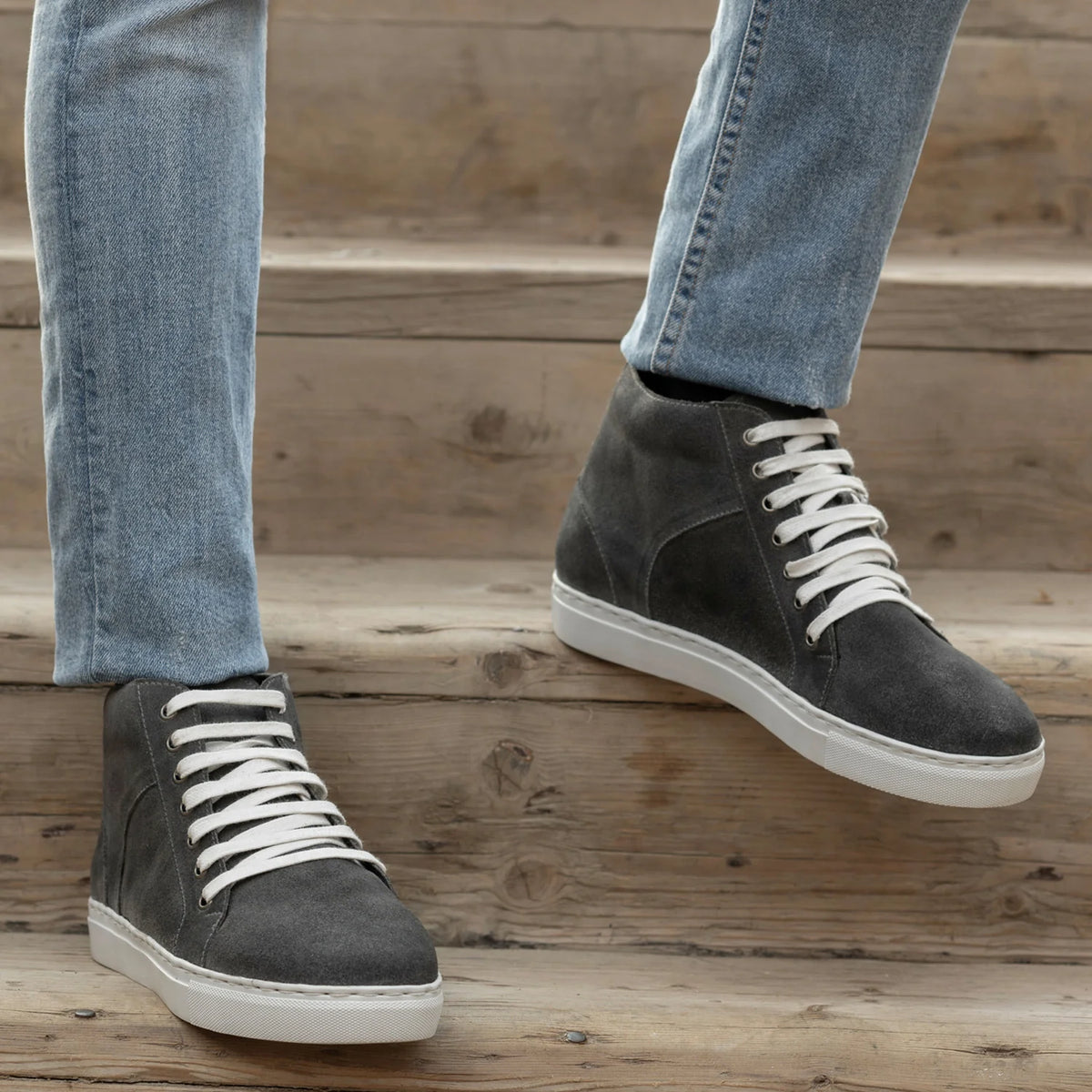 Orlaven Marty High Top Grey Suede Lädersneakers för Herr footwear image 9
