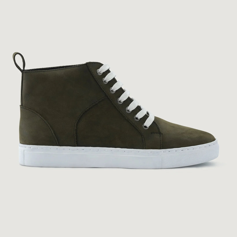 Marty High Top Olive Pullup Lädersneakers för Herr