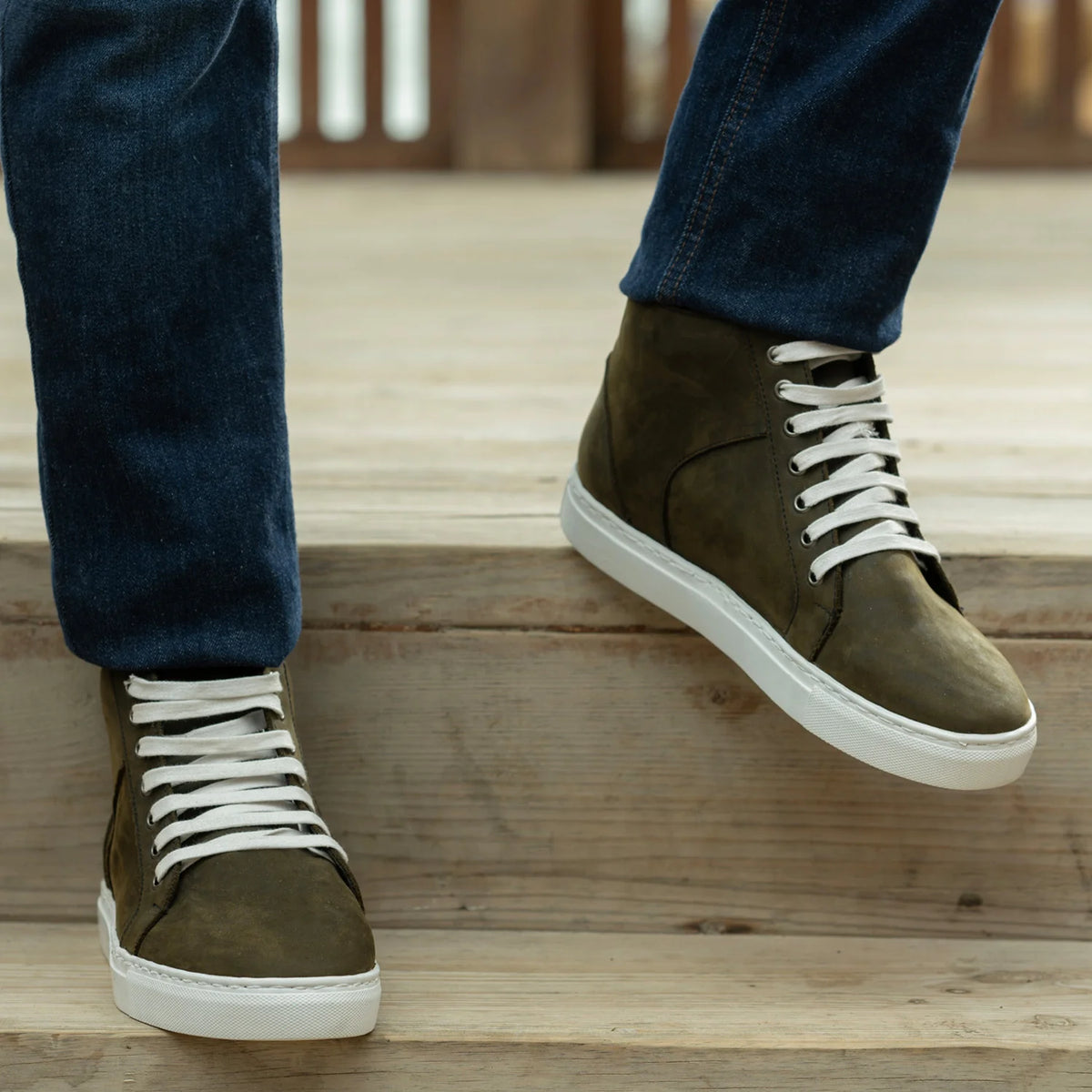 Orlaven Marty High Top Olive Pullup Lädersneakers för Herr footwear image 9