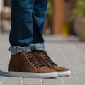 Marty High Top Pull-up Brun Lädersneakers för Herr
