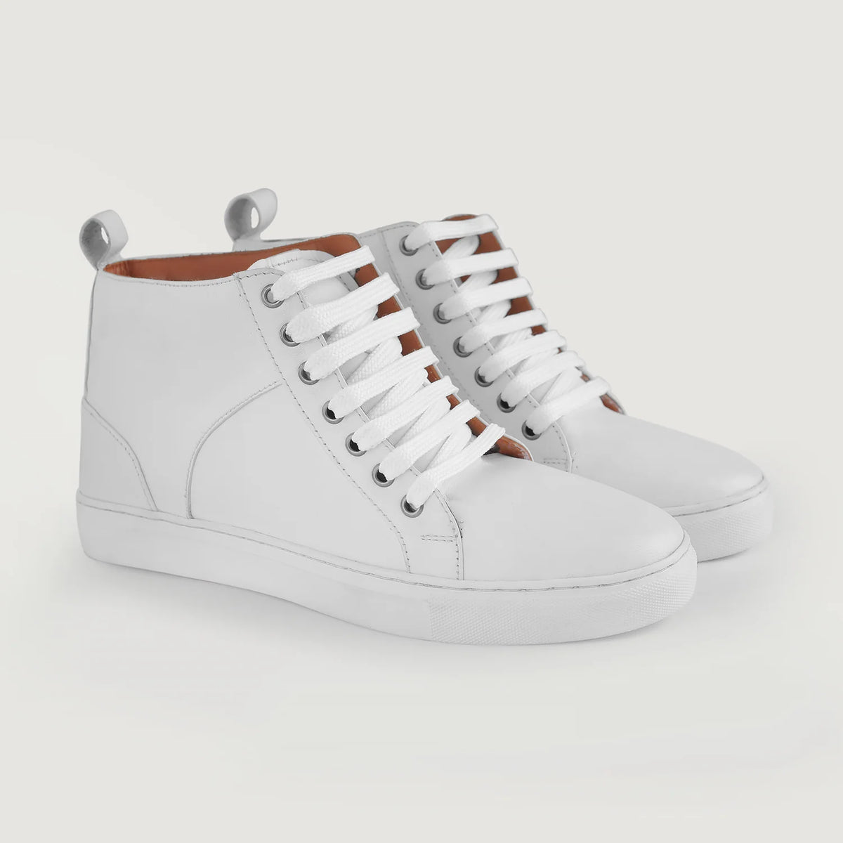 Marty High Top White Lädersneakers för Herr in White Full-Grain Leather - Sidovy | Handla online
