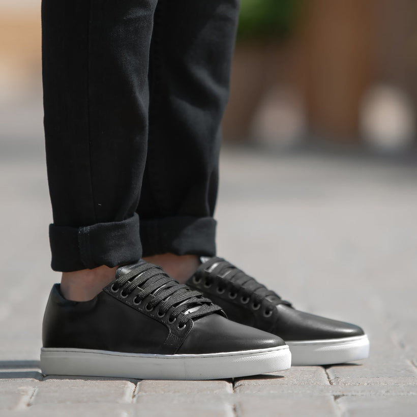Murphy Low Top Svart Lädersneakers för Herr