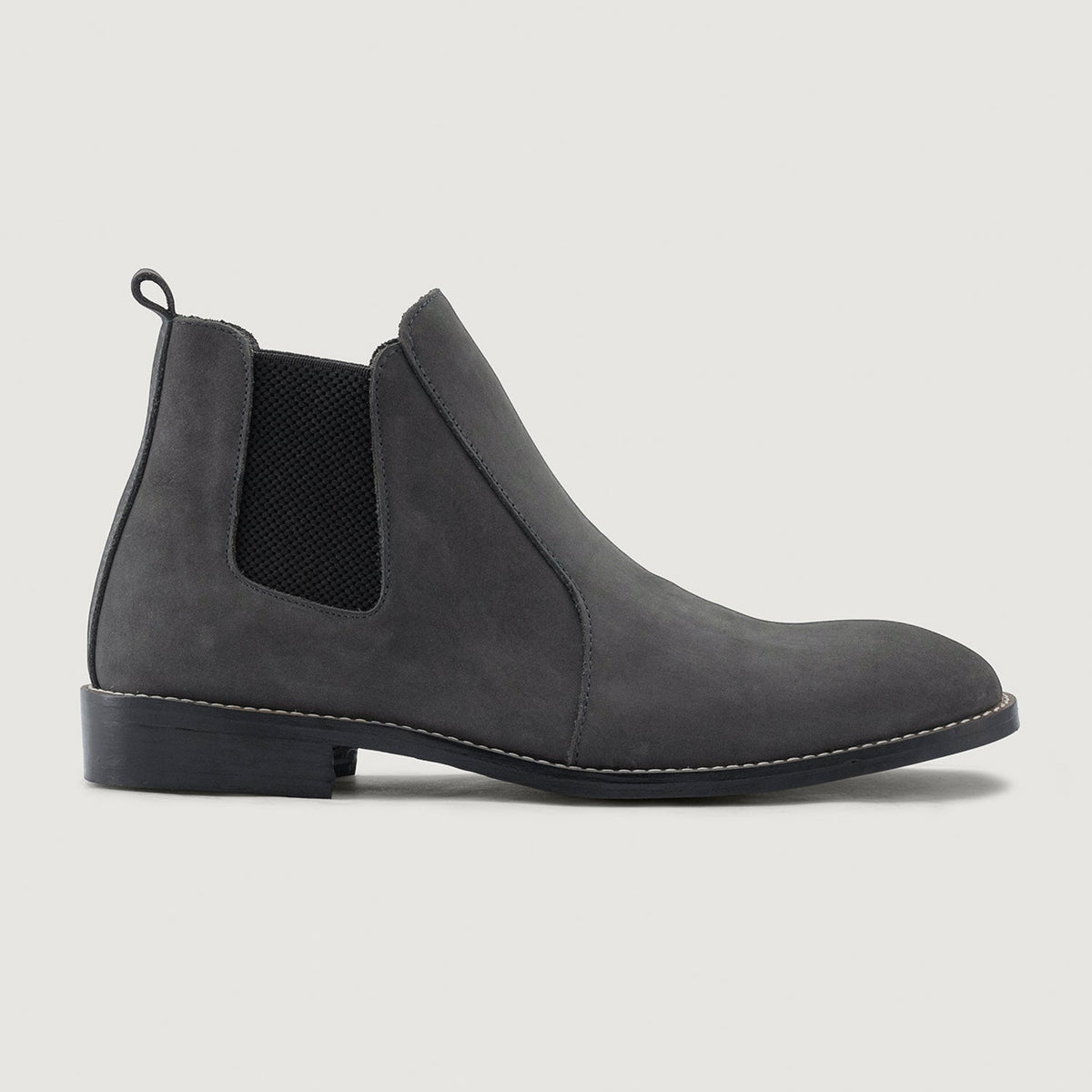 Grey Full-Grain leather Boots - Ritsrandsydd Goodyear-konstruktion och tåhätta