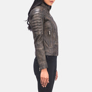 
Distressed Brown Goatskin Leather Biker Jacket - Bakifrån med perfekt axelpassform och ren fåll