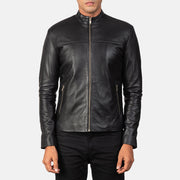Men's Adornica Svart Bikerjacka i Läder för Herr - Lateral Side Profile View Showing Sleeve Cut &amp; Athletic Taper Fit