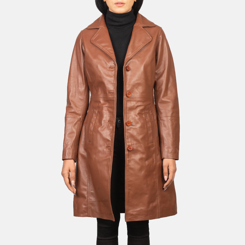 Alexis Brun Single Breasted Leather Coat för Dam