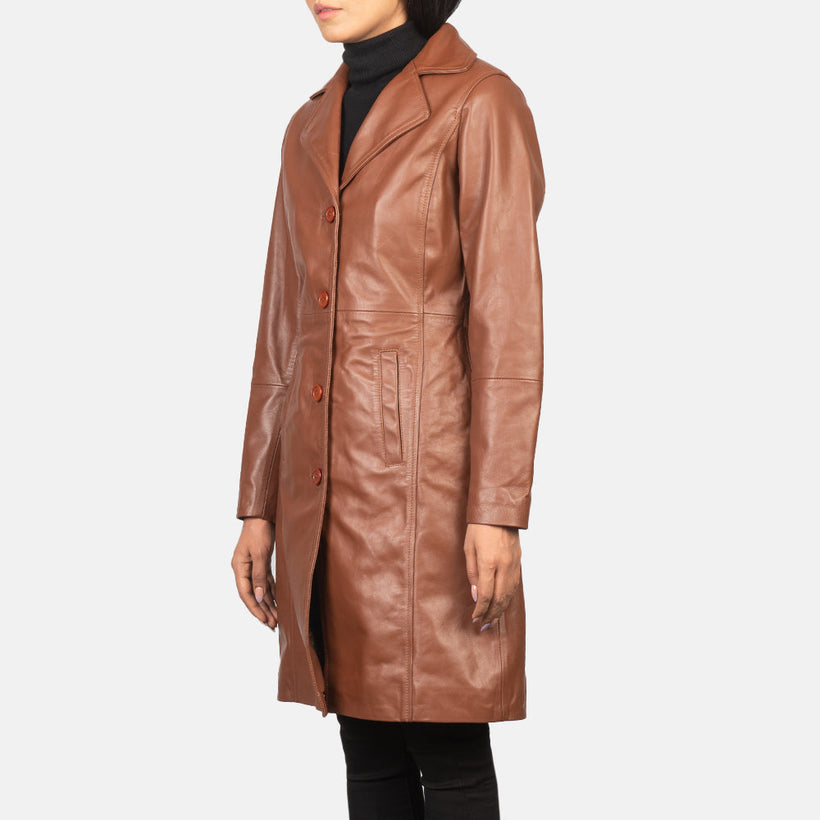Alexis Brun Single Breasted Leather Coat för Dam